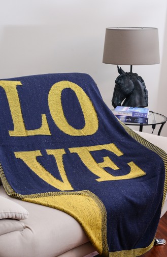 Love Tv Blanket 100x170 Love00002-03 Yellow Navy Blue 00002-03
