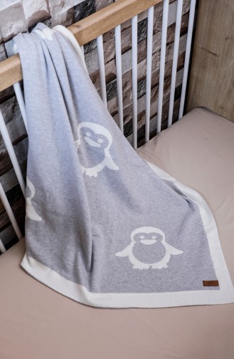 Penguin Baby Blanket 90x90 Penguin00001-01 Gray Ecru 00001