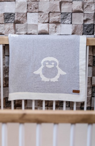 Penguin Baby Blanket 90x90 Penguin00001-01 Gray Ecru 00001