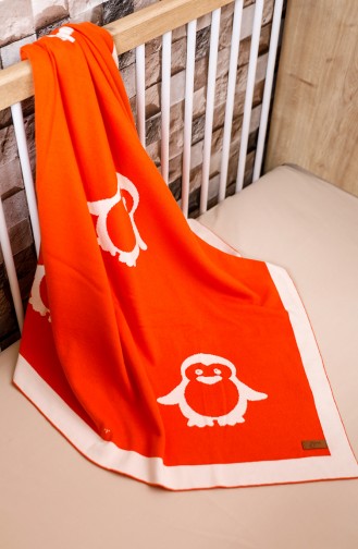 بطانية للأطفال برتقالي وكريمي 00001