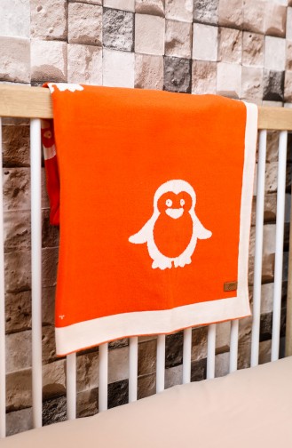 Penguen Couverture Bébé 90x90 Penguen00001-02 Orange Crème 00001