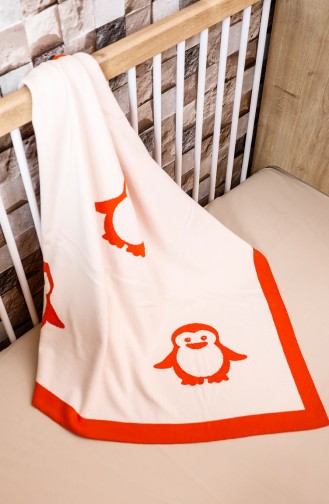 Penguen Couverture Bébé 90x90 Penguen00001-02 Orange Crème 00001