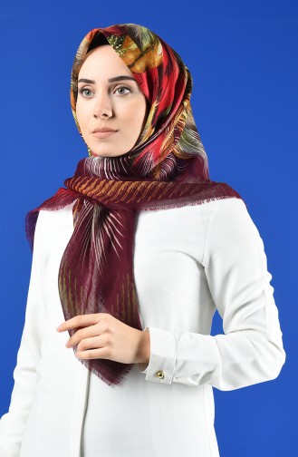 Patterned Flamed Scarf 901598-07 Damson 901598-07