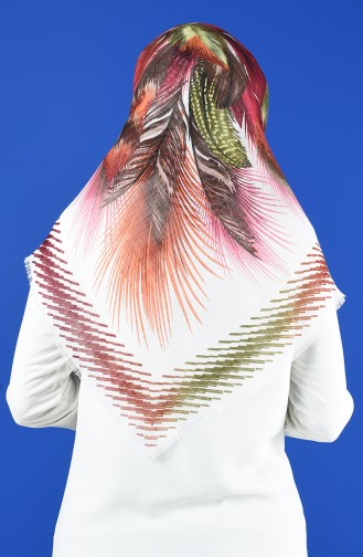 Patterned Flamed Scarf 901598-08 Ecru Orange 901598-08