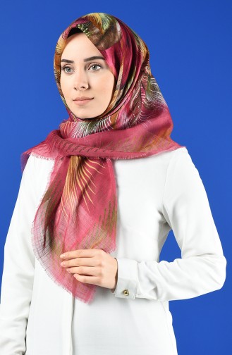 Desenli Flamlı Eşarp 901598-09 Pembe