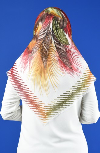 Patterned Flamed Scarf 901598-10 Ecru Yellow 901598-10