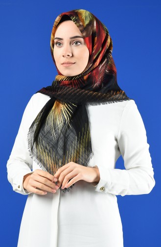 Patterned Flamed Scarf 901598-11 Black Yellow 901598-11