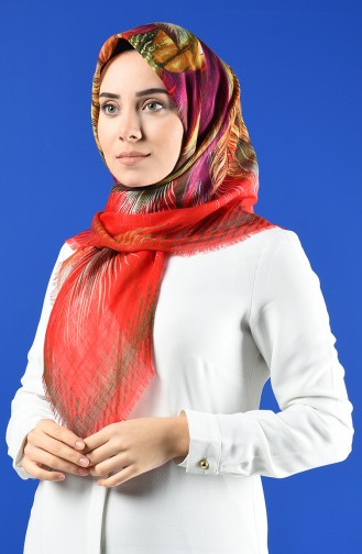 Patterned Flamed Scarf 901598-14 Red 901598-14