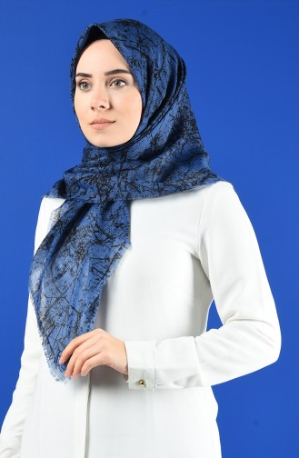 Patterned Flamed Scarf 901600-12 Light Navy Blue 901600-12