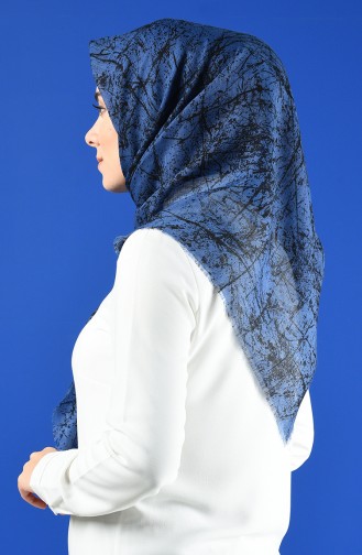 Patterned Flamed Scarf 901600-12 Light Navy Blue 901600-12