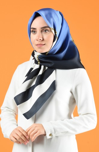 Patterned Digital Taffeta Scarf 95340-03 Blue 95340-03