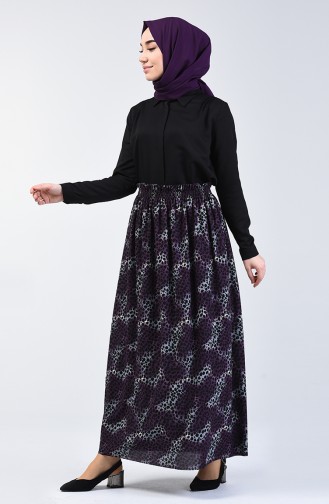 Elastic Waist Patterned Skirt Purple 2012-01