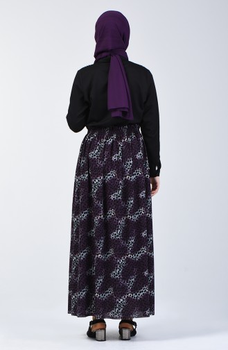 Elastic Waist Patterned Skirt Purple 2012-01