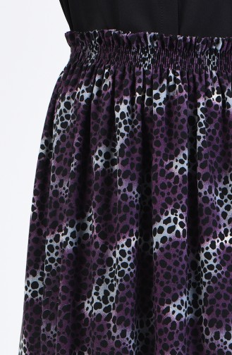 Elastic Waist Patterned Skirt Purple 2012-01