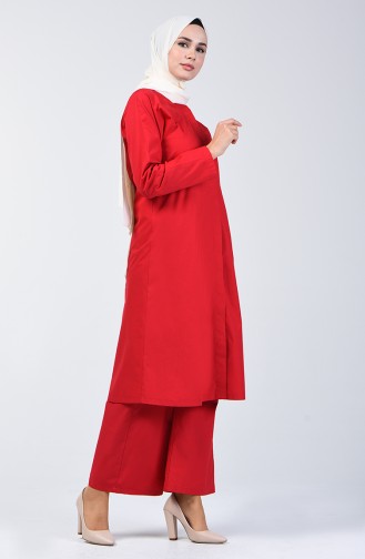 Hidden Button Tunic Trousers Double Suit 6334A-01 Red 6334A-01
