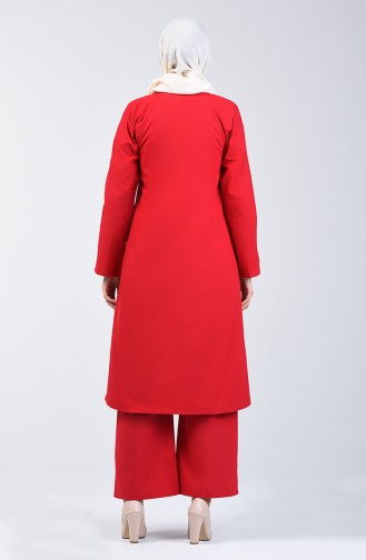 Hidden Button Tunic Trousers Double Suit 6334A-01 Red 6334A-01