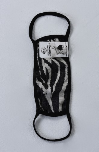 Sefamerve Face Mask Zebra Pattern 8800b-01 Black 8800B-01