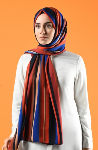 Striped Crepe Shawl 4623-02 Saxe Red 4623-02