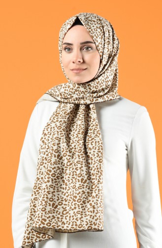 Leopard Print Cotton Shawl 4650-01 Light Beige Brown 4650-01