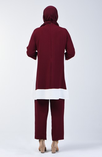 Aerobin Fabric Tunic Trousers Double Set 8327-02 Cherry 8327-02