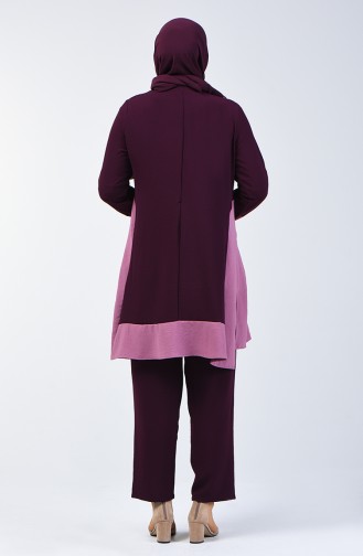 Aerobin Kumaş Tunik Pantolon İkili Takım 8327-03 Mor