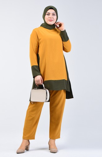 Aerobin Fabric Tunic Trousers Double Set 8327-06 Mustard 8327-06