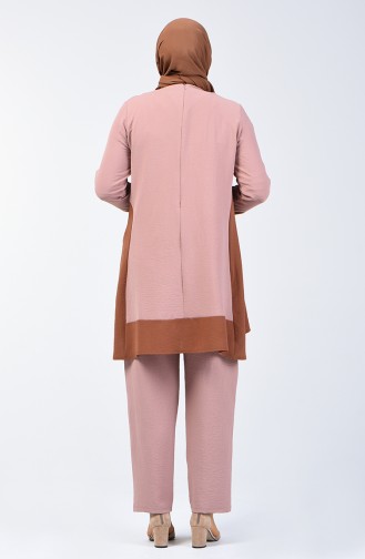 Aerobin Kumaş Tunik Pantolon İkili Takım 8327-10 Vizon