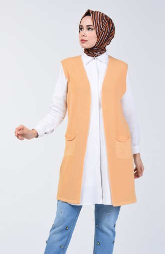 Thin Tricot Pocket Vest Apricot Color 4207-01