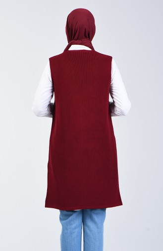 Thin Knitwear Vest with Pockets 4207-05 Claret Red 4207-05