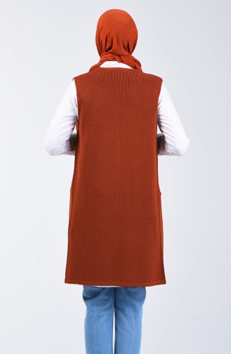 Thin Knitwear Pocket Vest 4207-09 Brick Red 4207-09