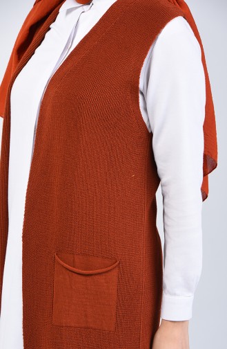 Thin Knitwear Pocket Vest 4207-09 Brick Red 4207-09