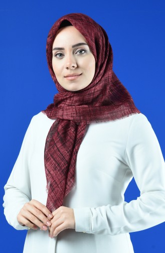 Desenli Flamlı Eşarp 901601-05 Bordo