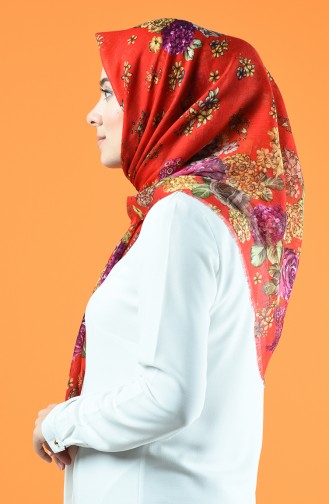 Desenli Flamlı Eşarp 901602-02 Kırmızı 901602-02