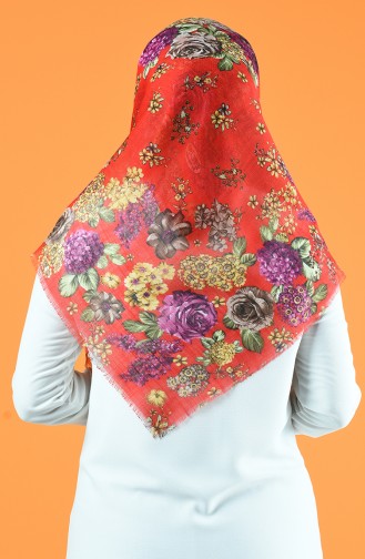 Desenli Flamlı Eşarp 901602-02 Kırmızı 901602-02