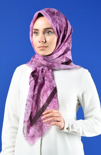 Desenli Flamlı Eşarp 901603-07 Lila