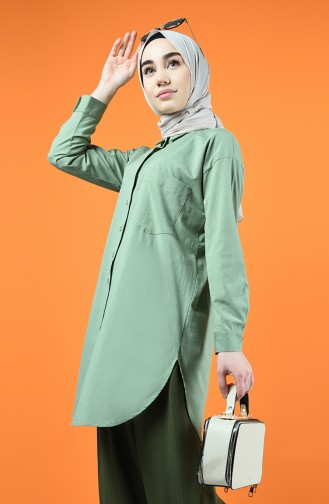 Oversize Gömlek 5291-06 Yeşil