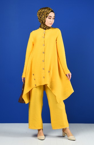 Aerobin Fabric Asymmetric Tunic Trousers Double Suit 6630-01 Mustard 6630-01