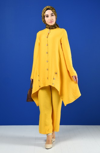 Aerobin Fabric Asymmetric Tunic Trousers Double Suit 6630-01 Mustard 6630-01