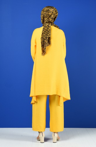 Aerobin Fabric Asymmetric Tunic Trousers Double Suit 6630-01 Mustard 6630-01