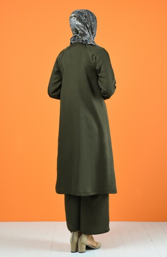 Hidden Button Tunic Trousers Double Suit6334-03 dark Green 6334-03