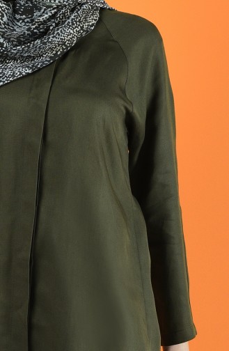 Gizli Düğmeli Tunik Pantolon İkili Takım 6334-03 Koyu Yeşil
