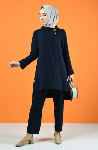 Brooch Tunic Pants Double Suit 6573-06 Navy Blue 6573-06