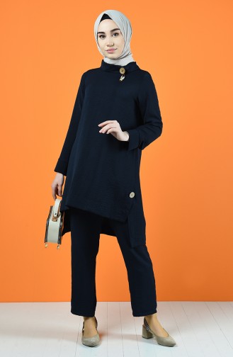 Brooch Tunic Pants Double Suit 6573-06 Navy Blue 6573-06