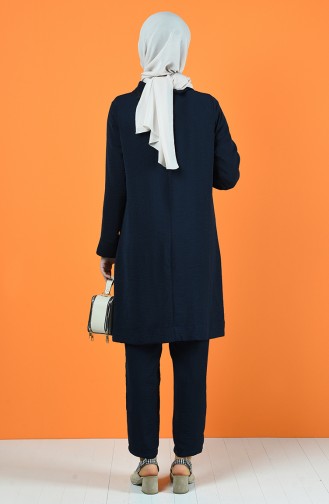 Brooch Tunic Pants Double Suit 6573-06 Navy Blue 6573-06