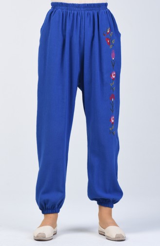 Sile Cloth Embroidered Trousers 0019-02 Saxe 0019-02