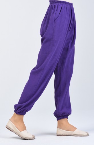 Sile Cloth Embroidered Pants 0019-03 Purple 0019-03