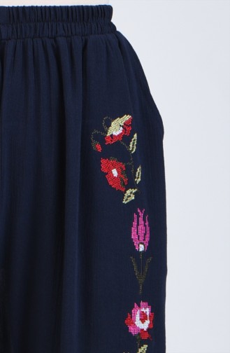 Sile Cloth Embroidered Trousers 0019-04 Navy Blue 0019-04