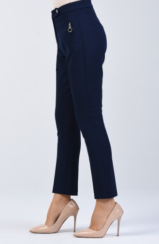 Pocket Detailed Straight Trotter Trousers 3160-02 Navy Blue 3160-02