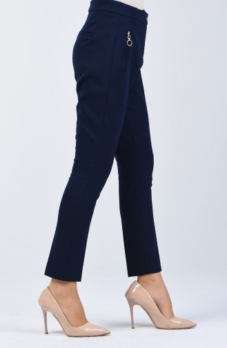 Pocket Detailed Straight Trotter Trousers 3160-02 Navy Blue 3160-02