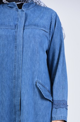 Plus Size Pearled Denim Topcoat 0404-01 Jeans Blue 0404-01